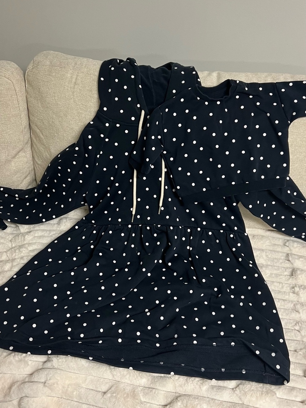 Seraphine Navy & White Polka Dot Mama & Mini Matching Sweatshirt Set